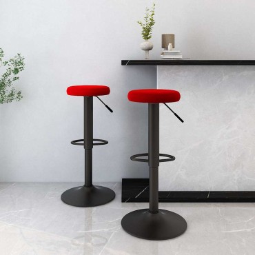 vidaXL Σκαμπό Μπαρ 2 τεμ. Μπορντό Βελούδινα 31x(58-78)cm