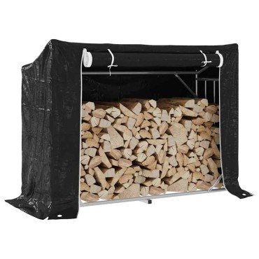 vidaxL Ράφι για καυσόξυλα με κάλυμμα βροχής 151x60,5x110,5 εκ.