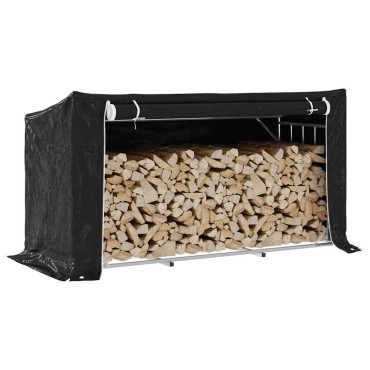 vidaxL Ράφι για καυσόξυλα με κάλυμμα βροχής 200,5x80,5x110,5 εκ.