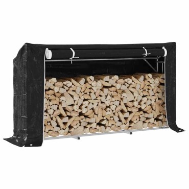 vidaxL Ράφι για καυσόξυλα με κάλυμμα βροχής 200,5x41x110,5 εκ.