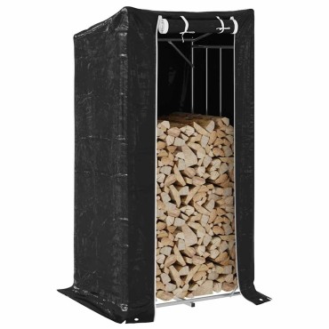 vidaxL Ράφι για καυσόξυλα με κάλυμμα βροχής 100x80x200 εκ.