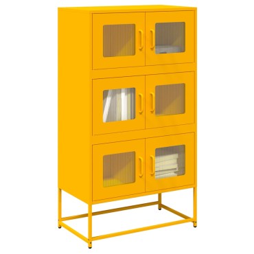 vidaXL Highboard Μουστάρδα κίτρινη 68x39x123cm Χάλυβας 1 τεμ.