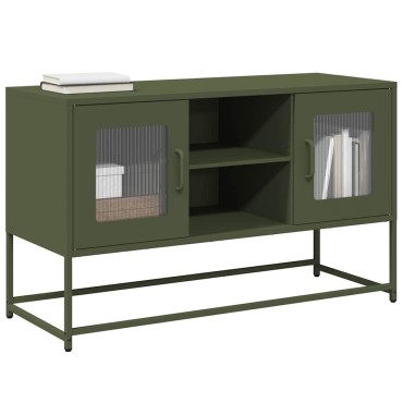 vidaXL Έπιπλο Τηλεόρασης Πράσινο Λαδί 100,5x39x60,5cm από Ατσάλι