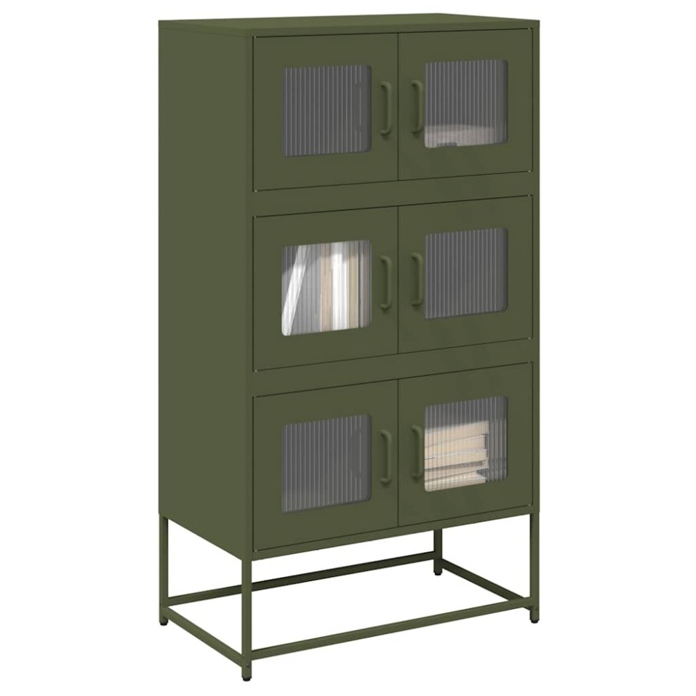 vidaXL Highboard Ελαιοπράσινο 68x39x123cm Ατσάλι 1 τεμ.