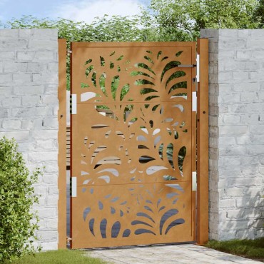 vidaXL Πύλη κήπου 105x130 cm από χάλυβα με κυματοειδές σχέδιο