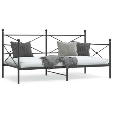 vidaXL Κρεβάτι ημέρας χωρίς στρώμα Μαύρο 100x190 cm Ατσάλι