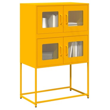 vidaXL Highboard Μουστάρδα κίτρινη 68x39x107cm Χάλυβας 1 τεμ.