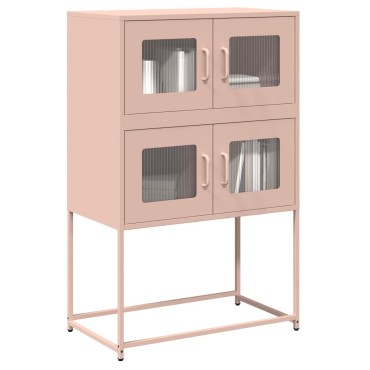 vidaXL Highboard Ροζ 68x39x107cm Ατσάλι 1 τεμ.