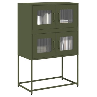 vidaXL Highboard Ελαιοπράσινο 68x39x107cm Ατσάλι 1 τεμ.