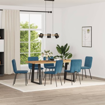 vidaXL Καρέκλες Τραπεζαρίας 6 τεμ. Μπλε Βελούδινες 45x54x83cm