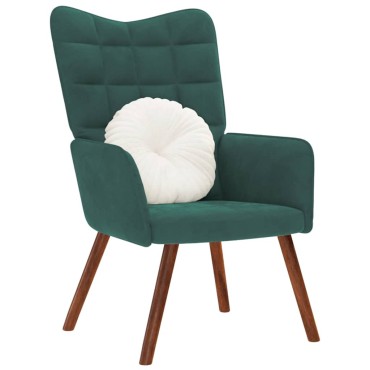 vidaXL Πολυθρόνα Relax Σκούρο Πράσινο Βελούδινη 61,5x69x95,5cm 1 τεμ.
