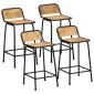 vidaXL Σκαμπό Μπαρ 4 τεμ. 46x35,5x80cm Μασίφ Ακατέργαστο Ξύλο Μάνγκο