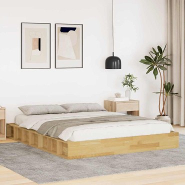 vidaXL Πλαίσιο κρεβατιού χωρίς στρώμα 140x200cm μασίφ ξύλο δρυς 1 τεμ. - Διπλό