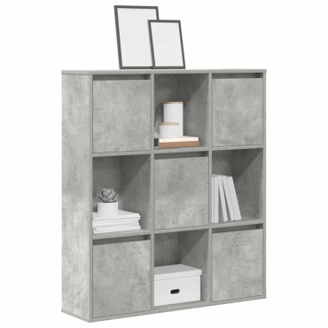 vidaXL Βιβλιοθήκη Γκρι Σκυροδέματος 89x24x101,5cm Επεξεργ. Ξύλο 1 τεμ.
