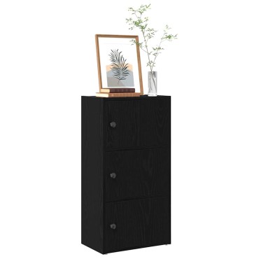 vidaXL Βιβλιοθήκη Μαύρη Δρυς 40x24x77cm Κατασκευασμένο ξύλο 1 τεμ.
