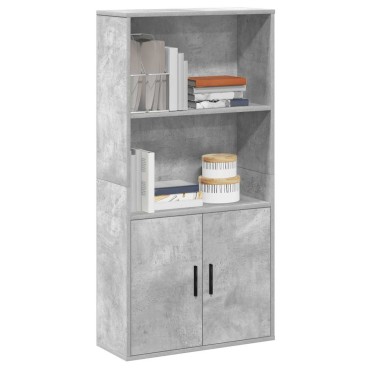 vidaXL Βιβλιοθήκη Γκρι Σκυροδέματος 60x24x120cm Επεξεργ. Ξύλο 1 τεμ.