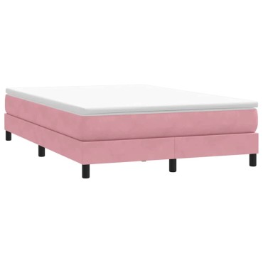 vidaXL Box Spring Κρεβάτι χωρίς στρώμα Ροζ 140x210 cm Βελούδινο