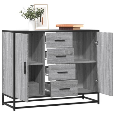 vidaXL Sideboard Γκρι Sonoma 92x35x76cm Ξύλινο μηχανουργικό ξύλο 1 τεμ.