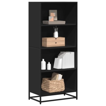 Βιβλιοθήκη vidaXL Μαύρο 60x35x139cm Ξύλινη κατασκευή 1 τεμ.