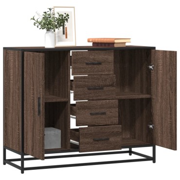 vidaXL Sideboard καφέ δρυς 92x35x76cm Ξύλινο μηχανουργικό ξύλο 1 τεμ.