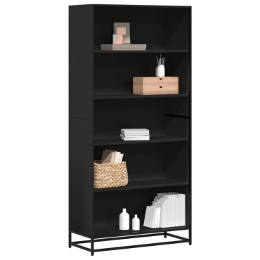 Βιβλιοθήκη vidaXL Μαύρο 80,5x35x170,5cm Ξύλο μηχανικής κατασκευής 1 τεμ.