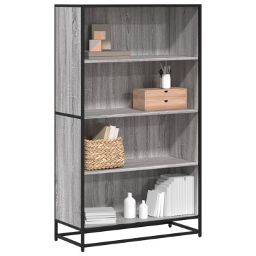 vidaXL Βιβλιοθήκη Γκρι Sonoma 80,5x35x139cm Ξύλινη κατασκευή 1 τεμ.