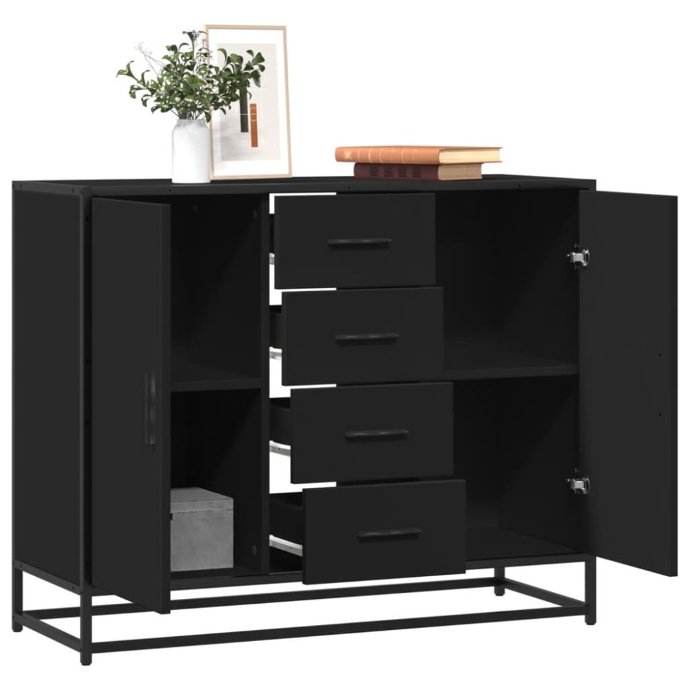 vidaXL Μπουφές Μαύρος 92x35x76cm από Επεξεργασμένο Ξύλο 1 τεμ.