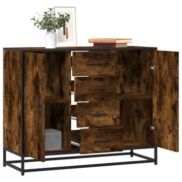 vidaXL Sideboard Καπνιστή δρυς 92x35x76cm Κατασκευασμένο ξύλο 1 τεμ.