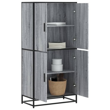 vidaXL Highboard Γκρι Sonoma 68x35x139cm Ξύλινο μηχανουργικό ξύλο 1 τεμ.