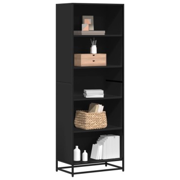 Βιβλιοθήκη vidaXL Μαύρο 60x35x170,5cm Ξύλινη κατασκευή 1 τεμ.
