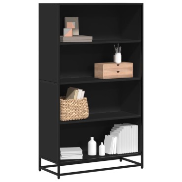 vidaXL Βιβλιοθήκη Μαύρο 80,5x35x139cm Ξύλινη κατασκευή 1 τεμ.