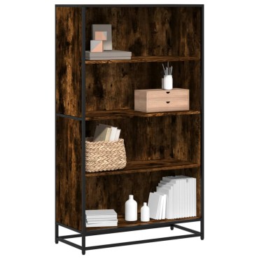 vidaXL Βιβλιοθήκη καπνιστή βελανιδιά 80,5x35x139cm Ξύλινη κατασκευή 1 τεμ.
