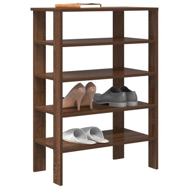 vidaXL Ράφι παπουτσιών καφέ δρυς 61x32x87,5cm Κατασκευασμένο ξύλο