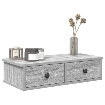 vidaXL Ράφι τοίχου με συρτάρια Grey Sonoma Κατασκευασμένο ξύλο 60x28x15 cm 1 τεμ.
