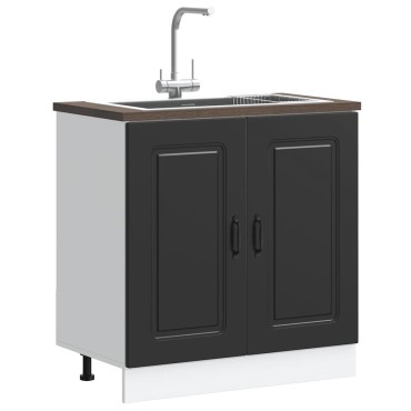 vidaXL Ντουλάπι βάσης νεροχύτη Kalmar Μαύρο 80x46x81,5cm Επεξ. Ξύλο 1 τεμ.