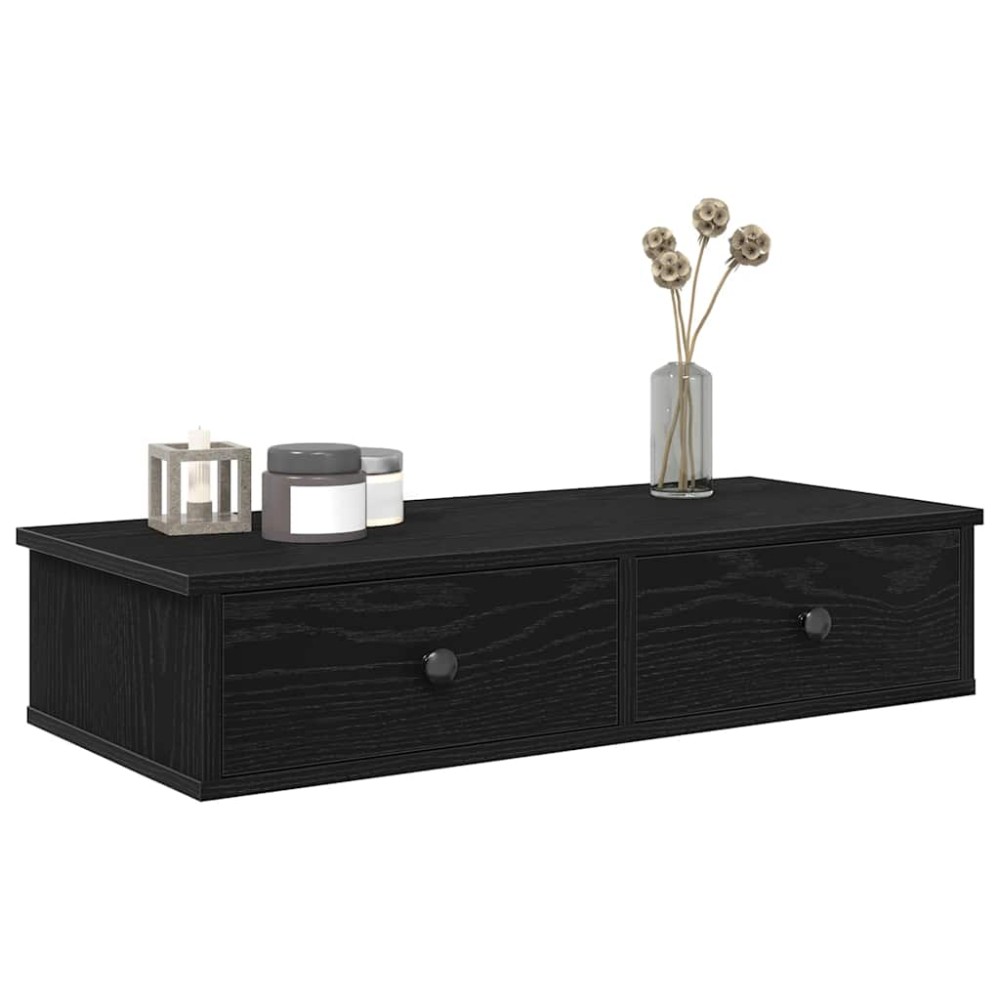 vidaXL Ράφι τοίχου με συρτάρια Μαύρο 80x34x17cm Κατασκευασμένο ξύλο 1 τεμ.