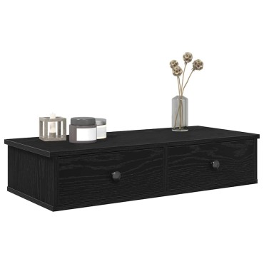 vidaXL Ράφι τοίχου με συρτάρια Μαύρο 80x34x17cm Κατασκευασμένο ξύλο 1 τεμ.