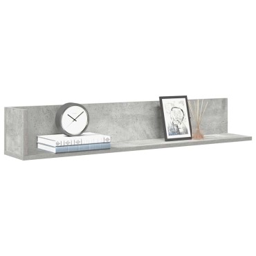 vidaXL Ράφια τοίχου 2 τεμ. Μπετόν Γκρι 100x16,5x16,5cm Ξύλο μηχανής
