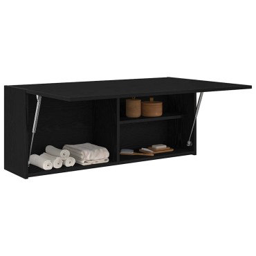 vidaXL ντουλάπι τοίχου μπάνιου μαύρο 100x25x40cm κατασκευασμένο ξύλο