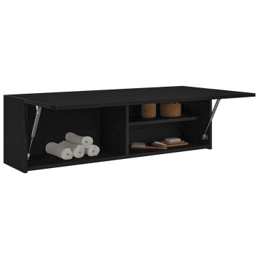 vidaXL ντουλάπι τοίχου μπάνιου μαύρο 100x25x30cm κατασκευασμένο ξύλο