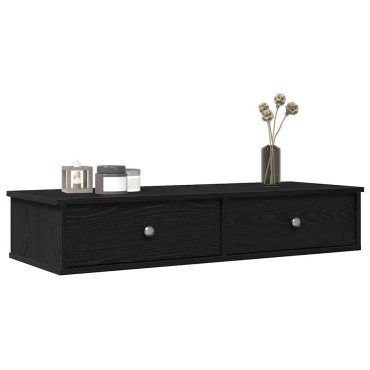 vidaXL Ράφι τοίχου με συρτάρια Μαύρο 100x37,5x19cm Ξύλινη κατασκευή 1 τεμ.