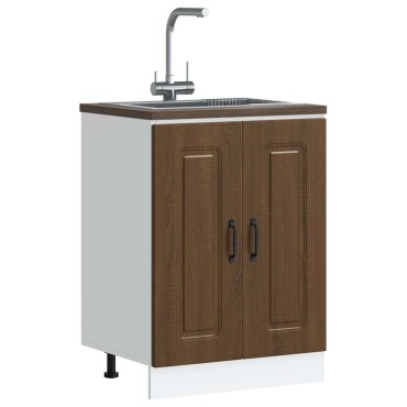 vidaXL Ντουλάπι βάσης νεροχύτη Kalmar Καφέ δρυς 60x46x81,5cm 1 τεμ.