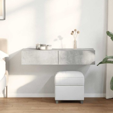 vidaXL Ράφι τοίχου με συρτάρια Γκρι μπετόν 100x36x19cm Ξύλο μηχανής 1 τεμ.