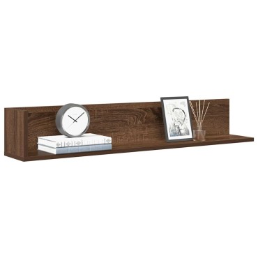 vidaXL Ράφια τοίχου 2 τεμ. καφέ δρυς 100x16,5x16,5cm Ξύλο μηχανής