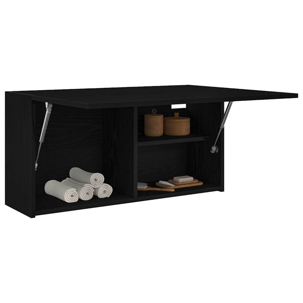 vidaXL ντουλάπι τοίχου μπάνιου μαύρο 80x25x40cm κατασκευασμένο ξύλο