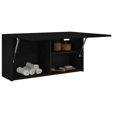 vidaXL ντουλάπι τοίχου μπάνιου μαύρο 80x25x40cm κατασκευασμένο ξύλο