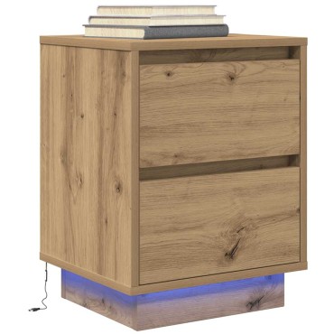 vidaXL Κομοδίνο με φώτα LED Artisan Oak 38x34x50cm 1 τεμ.