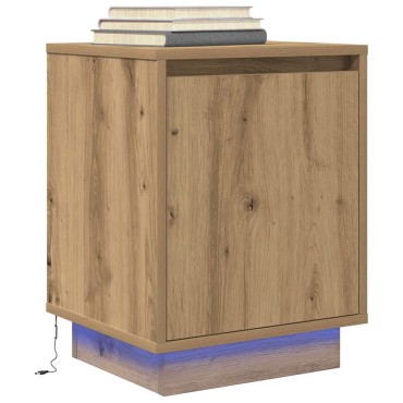 vidaXL Κομοδίνο με φώτα LED Artisan Oak 38x34x50cm 1 τεμ.