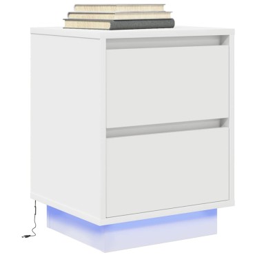 vidaXL Κομοδίνο με φώτα LED Λευκό 38x34x50cm 1 τεμ.
