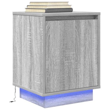 vidaXL Κομοδίνο με φώτα LED Γκρι Sonoma 38x34x50cm 1 τεμ.